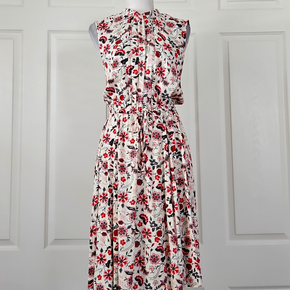 torrid White Floral High-Low Dress with Red & Black Accents